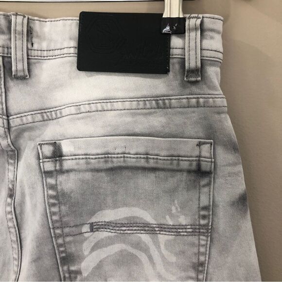 SWITCH Remarkable JEANS MEN'S 30 Acid Washed RIPPED Slim Taper PATCHES Hallyu - Picture 10 of 11